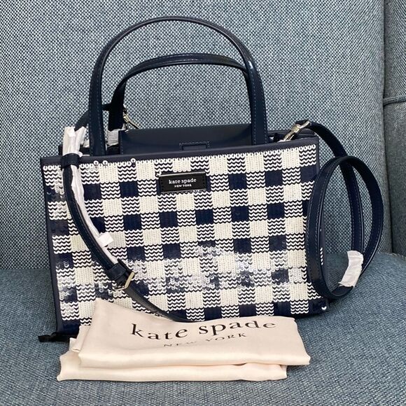 kate spade new york Sam Icon Small Gingham Sequin Embellished Tote - Picture 5 of 13